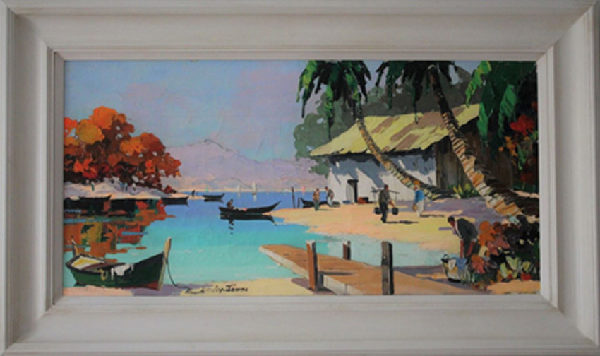 painting of the coast and sea in Trinidad, West Indies